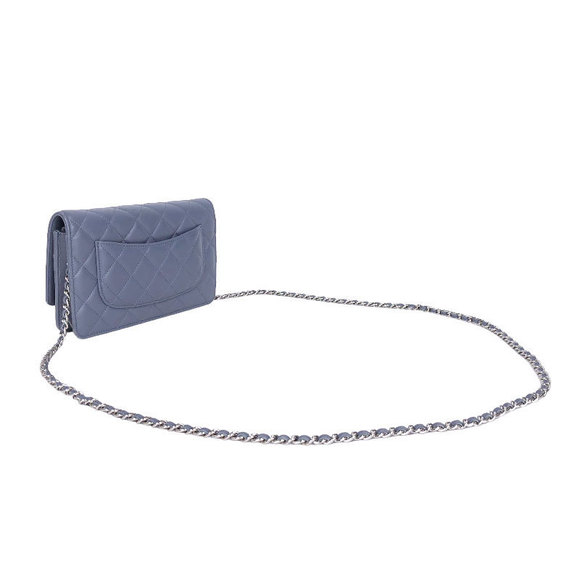 Chanel Matelasse Chain Wallet Silver Hardware Shoulder Bag Blue - Picture 3 of 9